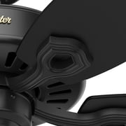 Hunter - Builder Indoor Ceiling Fan, 52-inch, Matte Black, Traditional-style, 3-speed WhisperWind Motor, 53243, for living rooms, bedrooms, home offices, kitchens