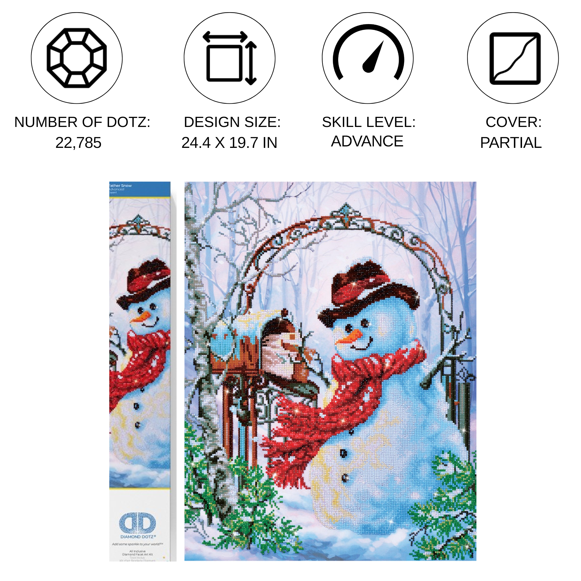 Diamond Dotz Father Snow Snowman Diamond Painting Kits for Adults - Diamond Art Kits a Relaxing Creative Craft Kit with Dotz Gems 24"x20"