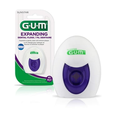 GUM Deep Clean Expanding Dental Floss - Waxed Woven Floss - Effective Plaque Removal for Tight Teeth - Unflavored C3