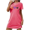 thumbnail image 2 of Royisotas Nightgowns for Women Plus Size Pajamas Hot Pink Comfortable Crew Neck Printed Womens Nightdress, 2 of 5