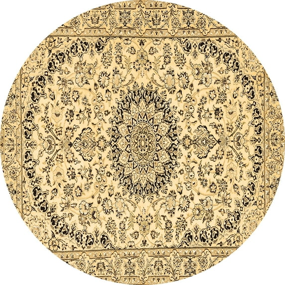 Ahgly Company Indoor Round Medallion Brown Traditional Area Rugs, 5' Round