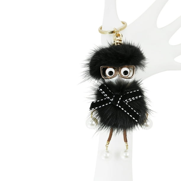 JewelryNanny - Dangling Chick Bag Purse Charm Pom Pom Designer Style, Black - 0 ...