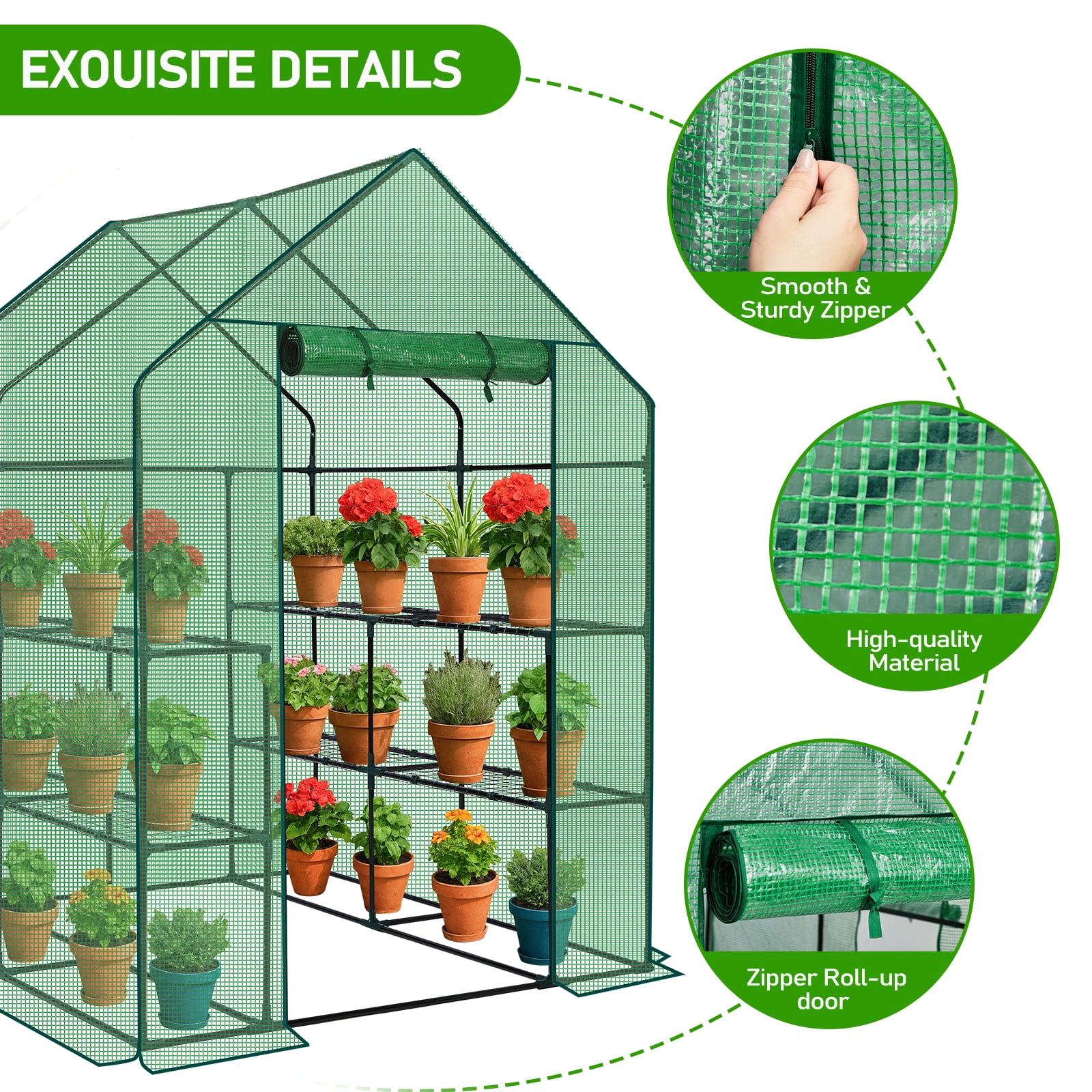 Ktaxon 57x57in Portable Greenhouse, Green Outdoor Plant House for