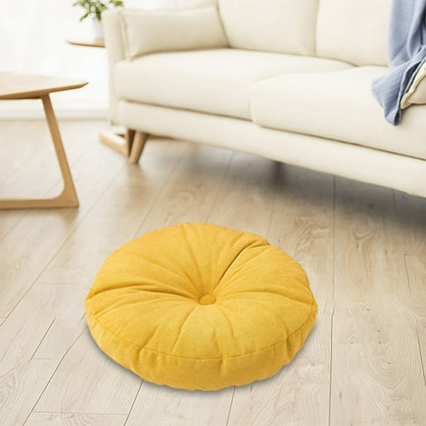 Cojín redondo de tela gruesa para suelo - Cojín de tatami lavable para balcón, alféizar y patio - 40 x 40 x 5 cm (15,75 x 15,75 x 1,97 pulgadas) - Naranja, amarillo, gris, beige y verde