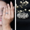 thumbnail image 3 of Rosec Jewels Real Diamond Flower Wedding Band for Women - Nature Inspired Wedding Ring - HI-SI Quality - with Jewelry Box, 925 Sterling Silver, US 4.00, 3 of 9