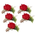 thumbnail image 4 of 5PCS Wedding Boutonniere Pin Fixed Plastic Artificial Flower Corsage for Bride and Groom Red, 4 of 6