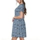 thumbnail image 2 of Easygdp Cute Whale para Vestido Transpirable de Mujer, Vestido Suelto de Manga Corta con Pliegues y Bolsillos para el Verano, 2 of 6