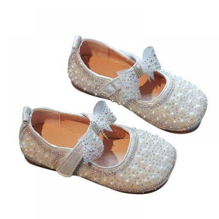 

GYRATEDREAM 1-9T Kids Girl Dress Shoes Toddler Princess Sparkly Pearl Ballet ShoesLittle Big Girl Mary Jane Party Wedding School
