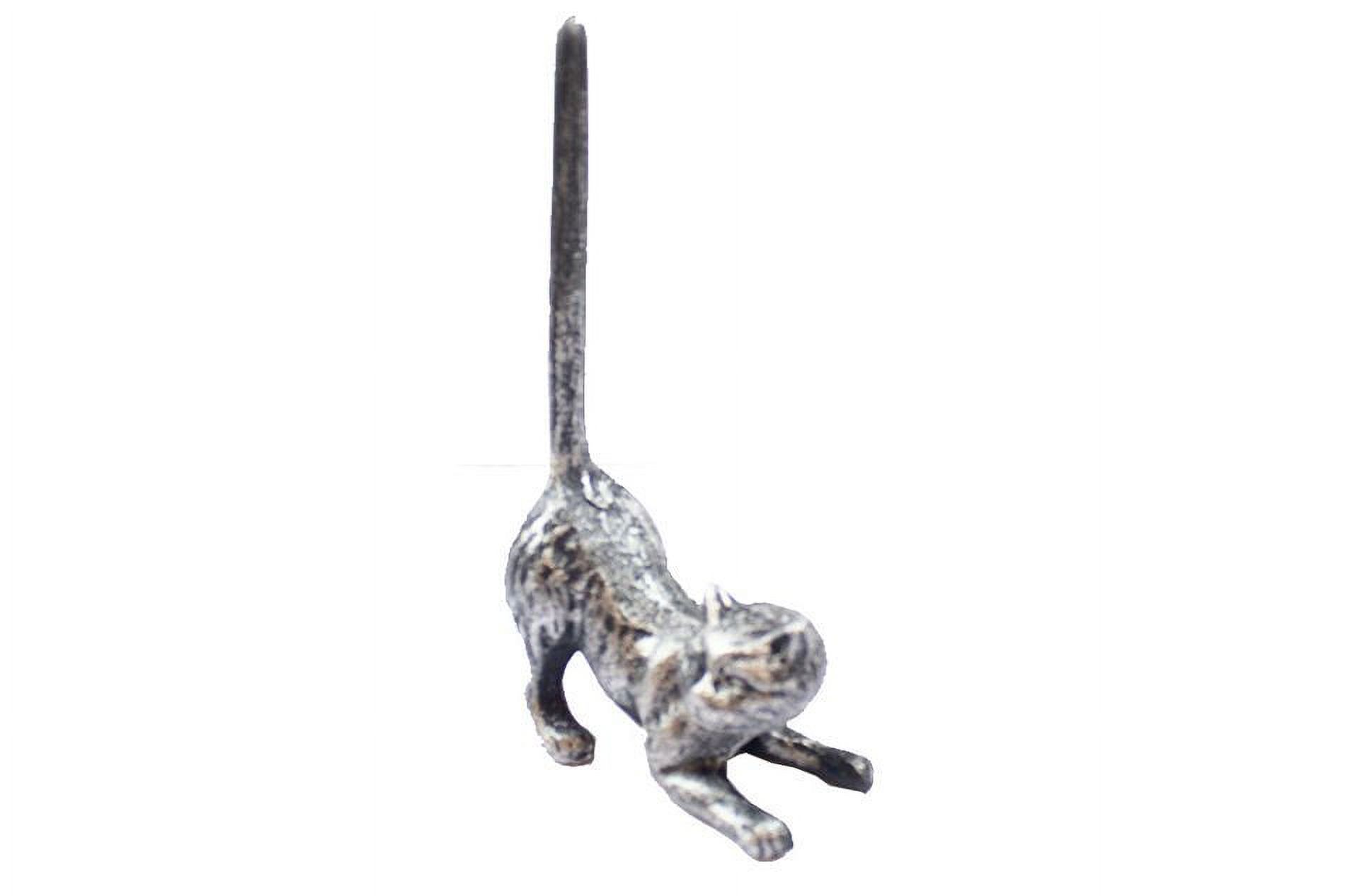 Rustic Silver Cast Iron Cat Paper Towel Holder 10" - Metal Art Decor - Cat Deco