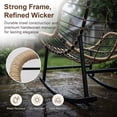 thumbnail image 6 of RADIATA Oversized Papasan Rocking Chairs with Ottomans, Set of 2, 5.1" Cushions and 450 lb Heavy-Duty Rattan Patio Lounge Rocker Set for Porch, Garden, Bedroom, Brown, 6 of 8