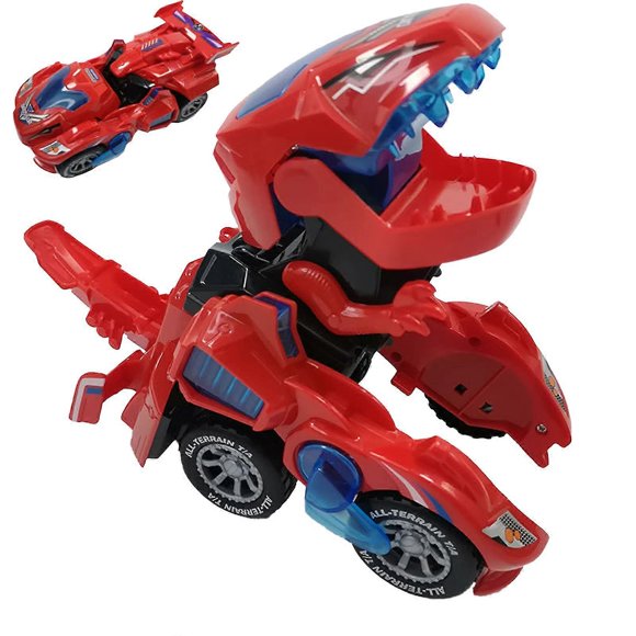 (red)Transforming dinosaur car universal robot toy light music dinosaur toy car