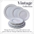 thumbnail image 3 of PARTY DISPOSABLE 30 PC DINNERWARE Set | 10 Dinner Plates | 10 Salad Plates | 10 Dessert Plates | Heavy Duty Plastic Dishes | Fine China Look | for Upscale Wedding and Dining (Vintage Collection-Grey), 3 of 8