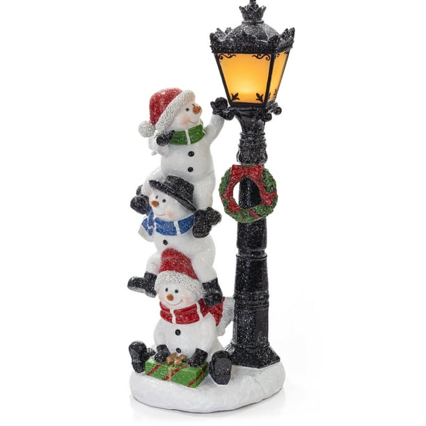 VP Home Christmas Snowman Trio with LED Glowing Lamppost Holiday Light ...
