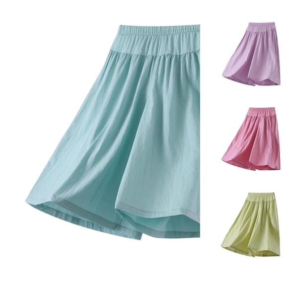 Weebloom Girl Wide Leg Pants Kids Lightweight Flowy Pants Summer Breathable Ice Silk Casual Loose Fit Bottoms For Little Girls Trousers Mint Green 15-16 Years