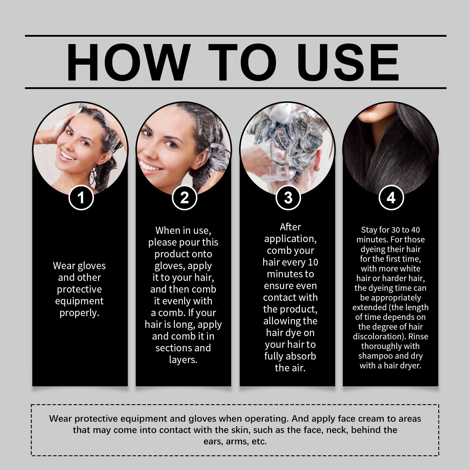 Alvantor 3 in 1 Black Hair Dye Shampoo, Permanent & Fade-Resistant, Gray Coverage, 3.52fl.oz