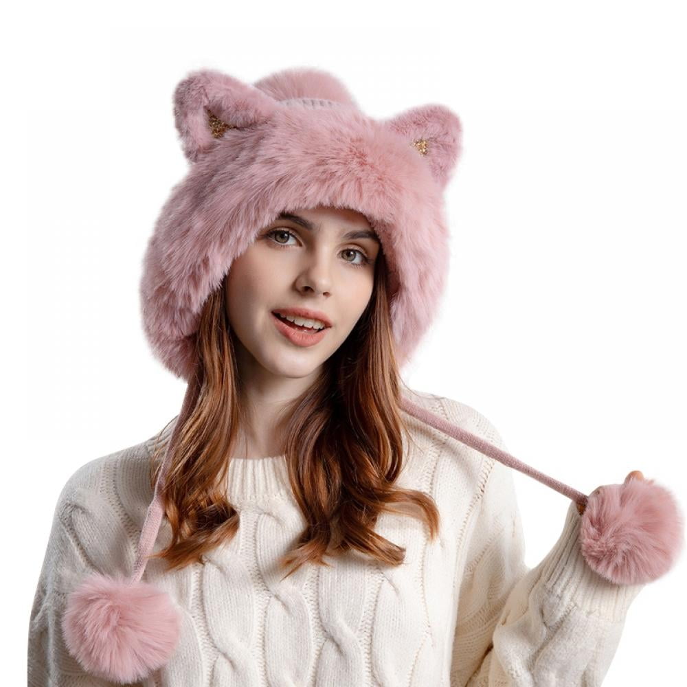 Moving Ear Bunny Hat - Knitted Beanie With Pop-Up Ears For Women & Girls, Fun Animal Hat For Winter & Parties