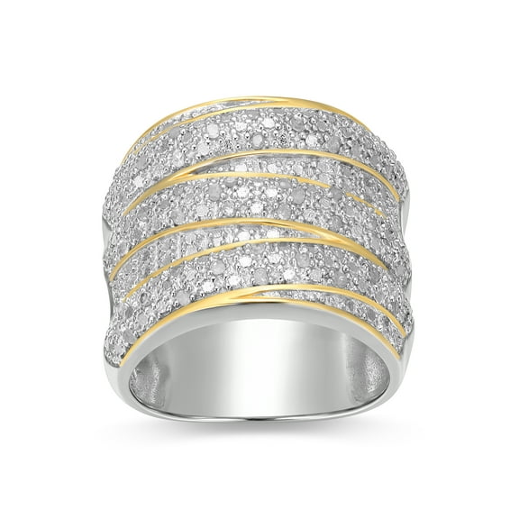 Morgan & Paige 1/4 cttw Diamond Dramatic Band in Two-Tone Rhodium over Bronze, Adult Female