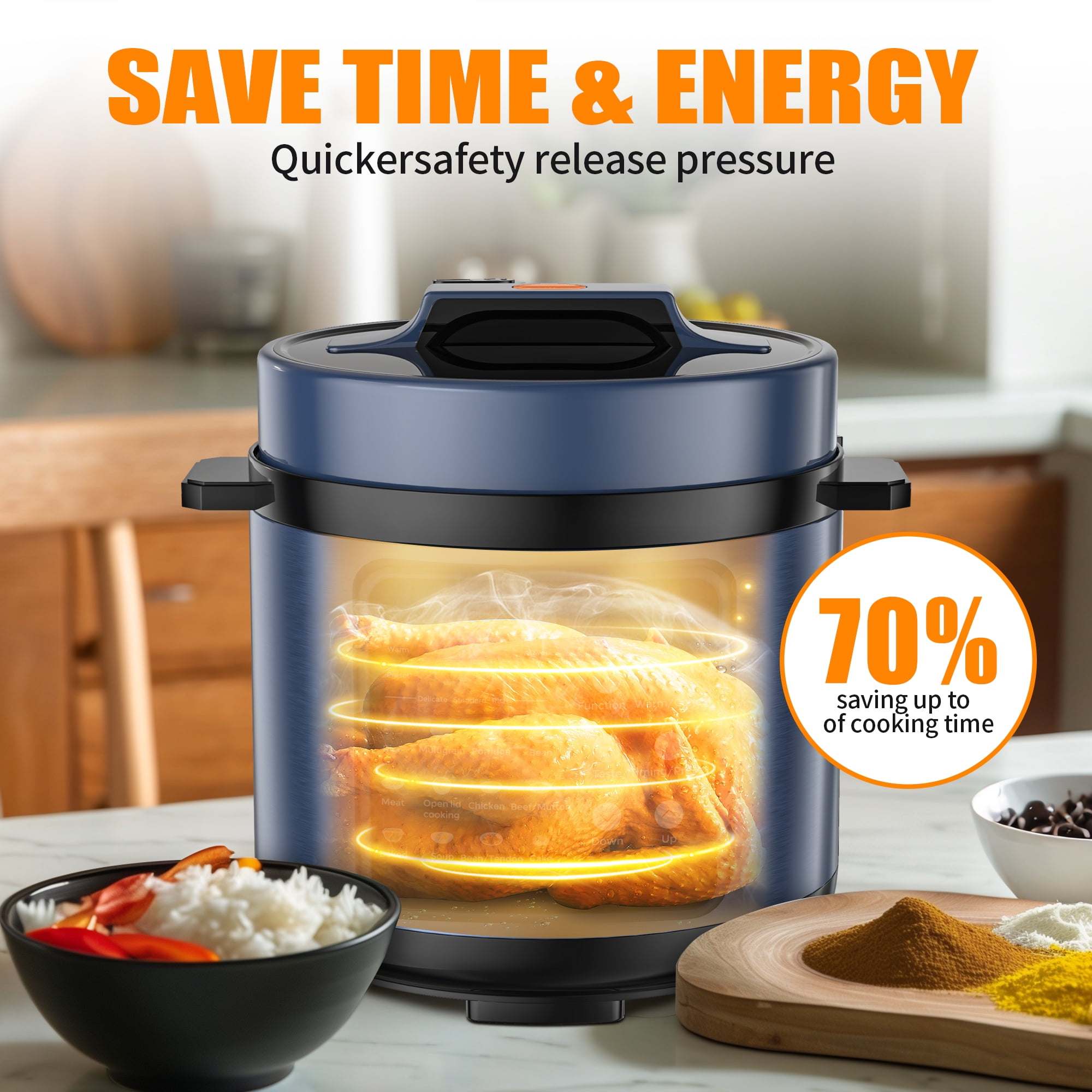 Cikuci 12-in-1 Electric Pressure Cooker, Multi-Functional Slow Cooker, Rice Cooker, Saute pan, Soup Pot, Warmer, Preset Cooking