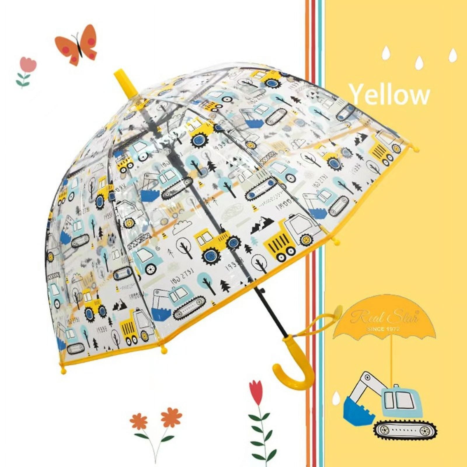 1pc Fun Cartoon Car Print Automatic Umbrella, Rainproof PVC & PE Material with Carbon-fiber Handle, 8 Ribs, No Switch Push Pull Open, Single Pack