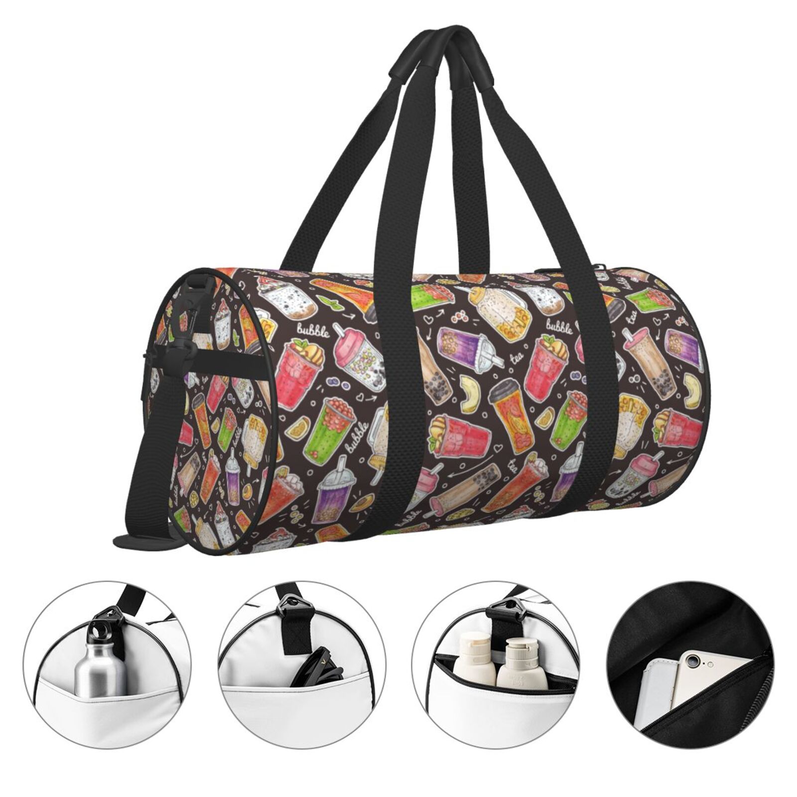 Vsdgher Milk Tea 45L Foldable Duffel Bag, Sports Gym Bag,Overnight Bag, Portable Weekender Bag for Airplanes