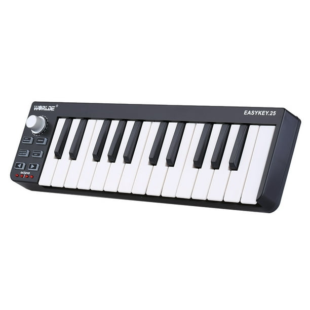 WORLDE USB MIDI Keyboard Controller Velocity-Sensitive Keys, Small MIDI Keyboard as Gift for Kids -