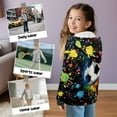 thumbnail image 3 of Xoenoiee Soccer Paint Splatter Print Zip Up Hoodies Pullover Sweatshirt for Boys Juniors Kids Loose Sweater with Pocket Long Sleeve Hooded Jacket Sports Shirt Plus Size, L, 3 of 7