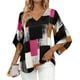 thumbnail image 1 of Camisas de Manga 3/4 de Mujer Elegante Blusa Suelta con Cuello en V con Estampado Floral Geométrico para Trajes Informales, de Trabajo O Sociales, 1 of 6