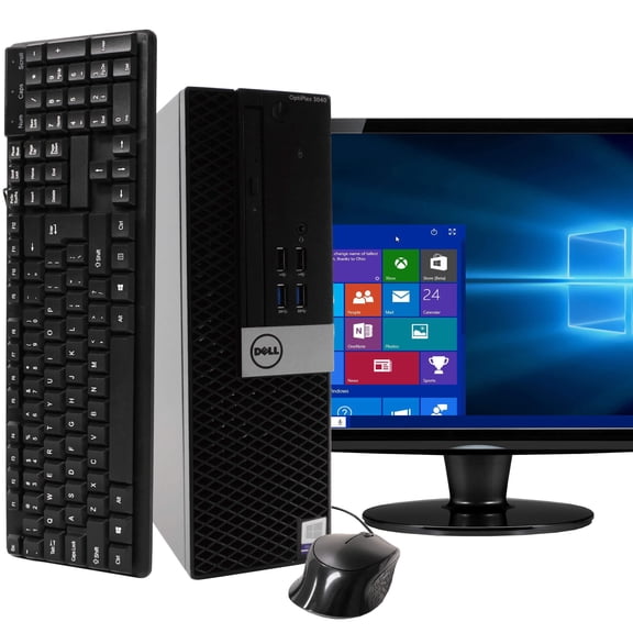 Pre-Owned "DELL Optiplex 3040 Desktop Computer PC, Intel Quad-Core i5, 500GB HDD, 16GB DDR3 RAM, Windows 10 Home, DVD, WIFI, 19in Monitor, USB Keyboard and Mouse ( )"