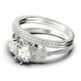 thumbnail image 4 of Gorgeous Boho & Hippie 2.25 Carat Oval Cut Vintage Look Diamond Moissanite Engagement Ring Set, Wedding Ring In 925 Sterling Silver With 18K White Gold Plating, Trio Set, 4 of 4