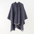 thumbnail image 1 of Xiao Hua Poncho elegante para mujer, suave, con abertura frontal, para primavera, otoño e invierno, azul marino, 1 of 3