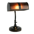 thumbnail image 6 of Lavish Home Mission-Style LED Banker's Lamp with Amber Mica Shade (Black), 6 of 7