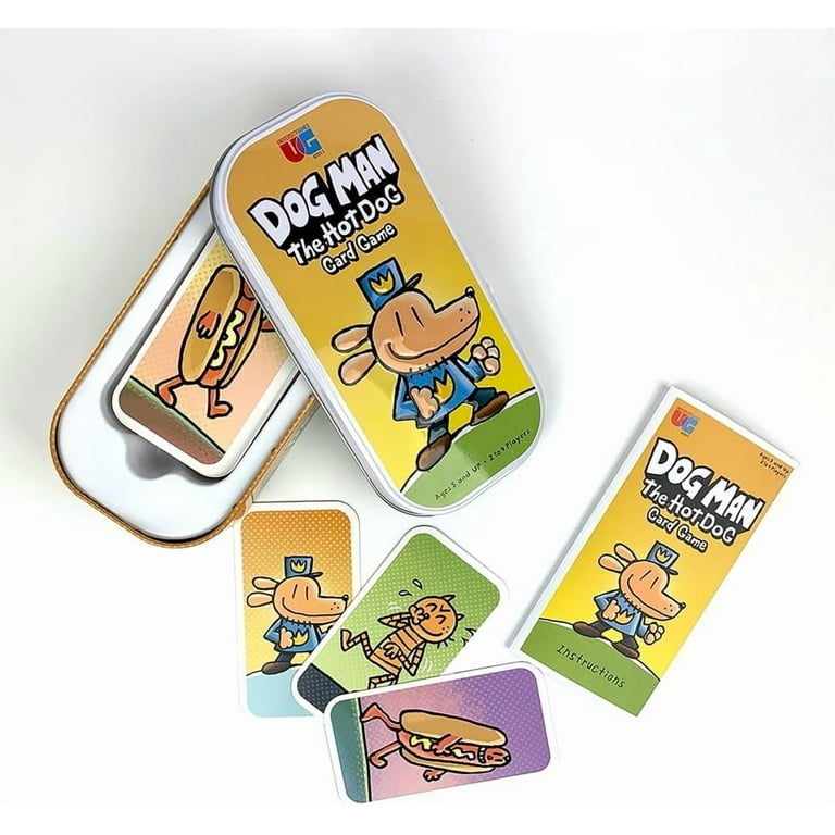 University Games Dog Man Hot Dog Card Game in a Tin , The Fast and Frenzied Collection Game for Kids Featuring Art from the Dog Man Books by Dav Pilkey, for