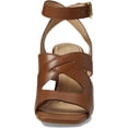 thumbnail image 3 of Cole Haan Reina City Dark Sequoia Leather Ankle Strap Open Toe Block Heel Sandal (Dark Sequoia Leather, 6), 3 of 5