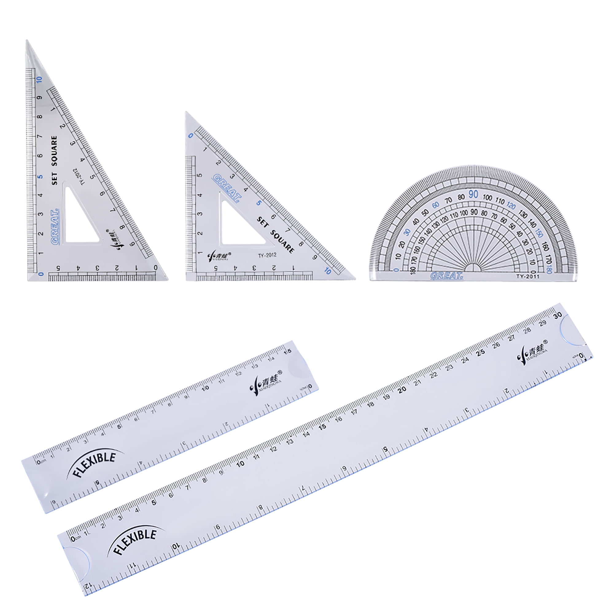 Triangle Ruler Square Set Protractor 15cm 6 Inch 30cm 12 Inch Straight