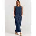 thumbnail image 4 of EASYBRAUS Women Sleeveless Pleated Vest and Cropped Wide Leg Pants Set Summer 2025 Casual Outfit S-3XL, 4 of 8