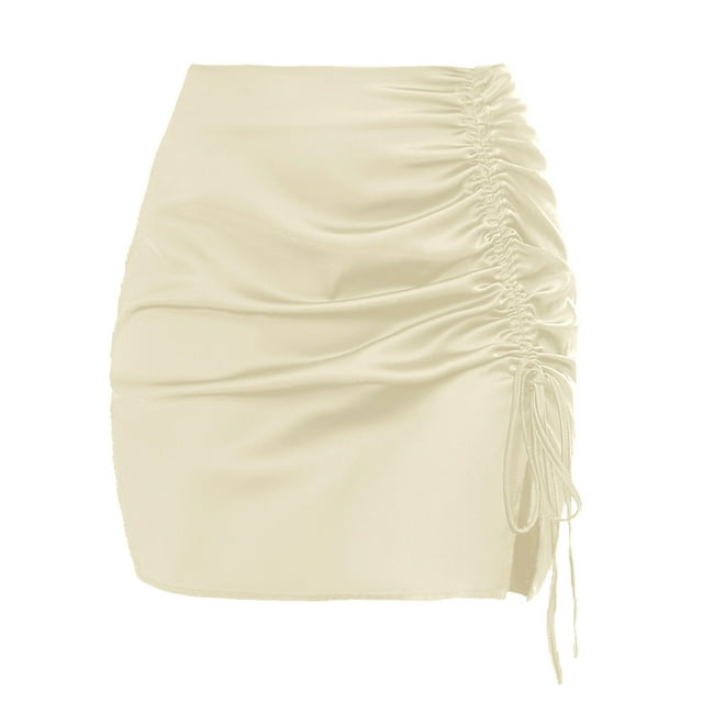Faldas Para Mujer Moda Vestido de Color Sólido Cintura Alta Paquete Erógeno Falda de Cadera Arrugas Cordón Diseño Falda Odeerbi ODB126725