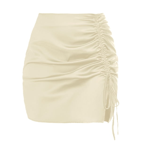 Faldas Para Mujer Moda Vestido de Color Sólido Cintura Alta Paquete Erógeno Falda de Cadera Arrugas Cordón Diseño Falda Odeerbi ODB126723