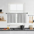 thumbnail image 7 of Grey Buffalo Plaid Cafe Curtain Farmhouse Tiers Kitchen Curtains 24 Inches Long, Gingham Check Rod Pocket Half Window Short Drapes for Kitchens Bathroom, 28" x 24", Silver/Gray, Set of 2, 7 of 7