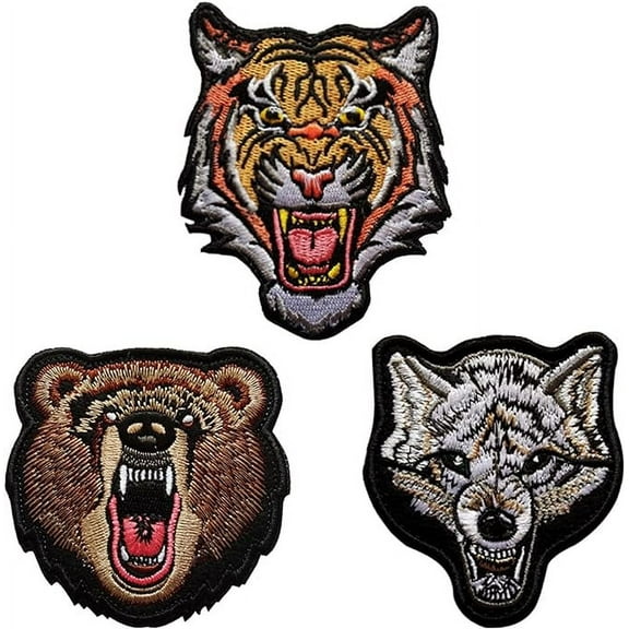 3Pcs Tiger Patch Bear Fox Tactical Morale Patches Tiger Army Patch Loop Tactical Badge Hook and Loop Patch for Backpack Jackets