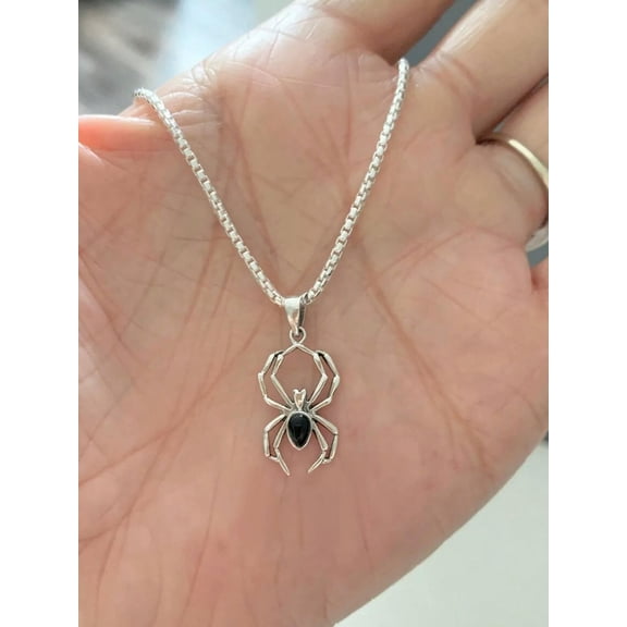 QQTDFG 1pc Spider Charm Cubic Zirconia Necklace Pendant For Women Halloween Jewelry-default