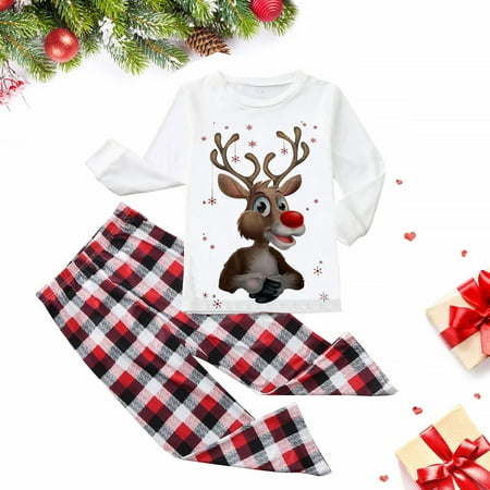 

women Christmas pajamas for family matching outfits son daughter sets soft White Family Outfit O-Neck Long Sleeve Crawl Christmas X-max Print Pyjama Set For Children