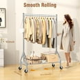 thumbnail image 4 of Heavy Duty Clothes Rack Load 420 LBS, Rolling Garment Rack with Lockable Wheels, Standing Metal Clothing Rack with Shelves, Portable Wardrobe Sturdy Coat Rack for Hanging Clothes (Silver), 4 of 17