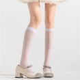 thumbnail image 4 of Womens Knee Stockings Florals Sheer Knee High Socks Sweet Cute Calf Socks Nylons Silk Stockings Tube Socks Gifts, 4 of 9