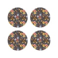 thumbnail image 2 of Balery 4 Pcs Colorful Flowers With Butterflyleather Coasters Set, Drink Table Cup Coasters For Living Room Kitchen Coffee Decor, 2 of 9