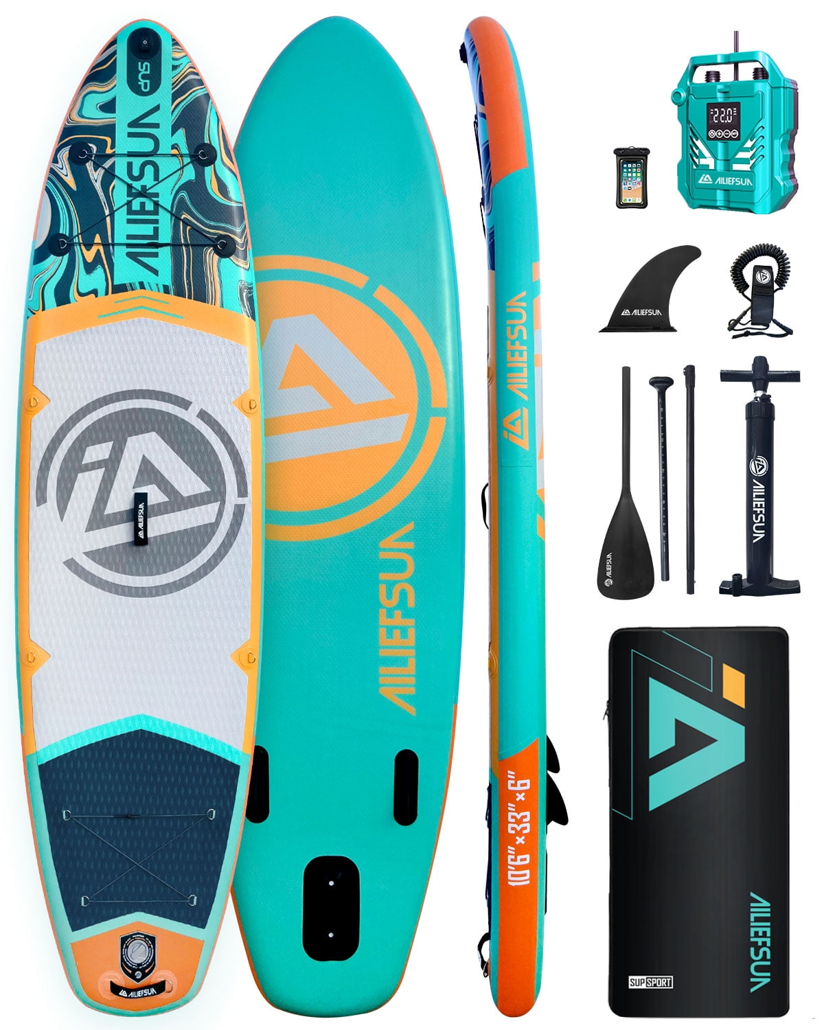 AILIFESUN with Electric Pump  10'6"*33" Stand Up Paddle Board Inflatable Stable Sup Board with Fishing Paddleboards Accessories for Adults Youth Wide Non-Slip Deck Surfboard