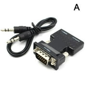 HDMI-compatible Female to VGA Male Converter with Audio Adapter Signal Output...-NEW