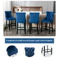 thumbnail image 4 of Bar Stools Set of 2, LegaHome Velvet Bar Stool with Back, Solid Wood Frame & Nailhead Trim, Counter Height Bar Chiar Button Tufted Upholstered Seat, Full Back Bar Stools, Blue, 4 of 12