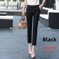 thumbnail image 1 of Pantalones de mujer de nueve puntos con pierna recta y cintura alta, ajustados y gruesos, para trabajo en hoteles, color negro, 1 of 4