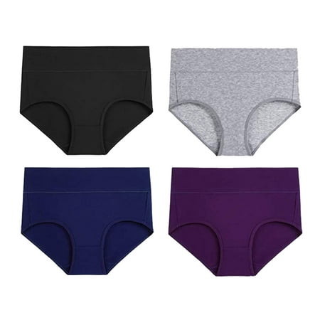Bikini Underwear Cotton Women Brief Panties High Waist,4 Pack | Walmart ...