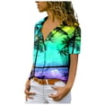thumbnail image 2 of Womens Tops Dressy Casual Short Sleeve Fshion Casual Print Button Down Shirt Top Basic Cute Shirts 3XL, 2 of 5